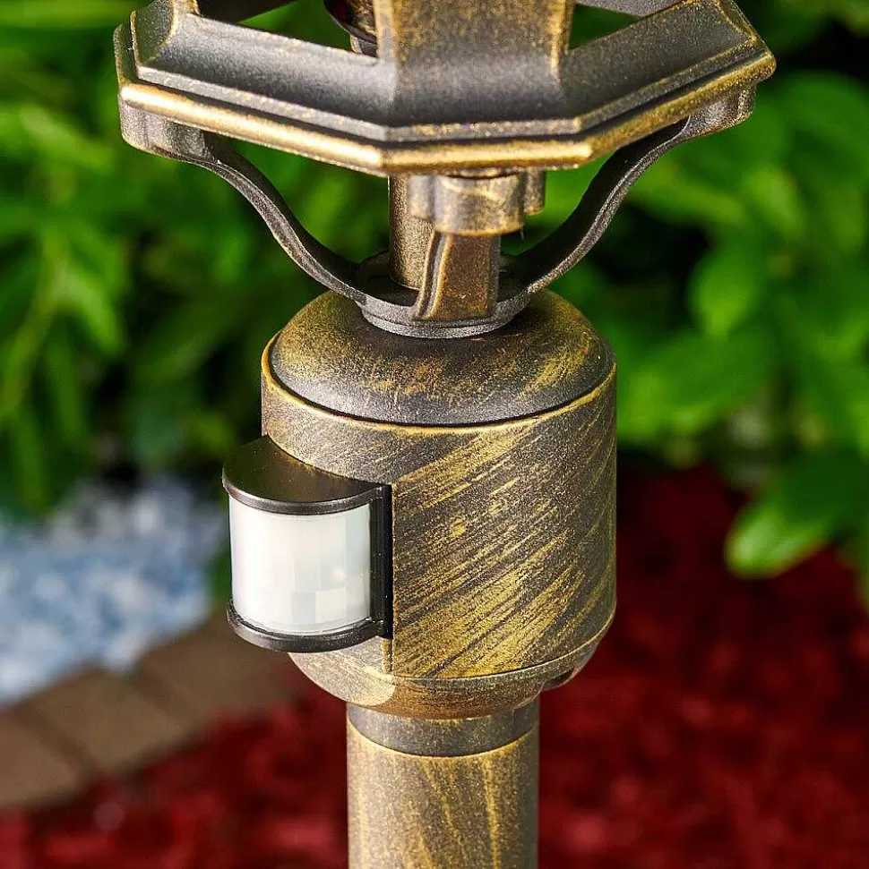 hofstein Lampes Extérieures Avec Detecteur>Lampadaire Exterieur Lentua Brun Dore, 1 Lumiere, Detecteur De Mouvement