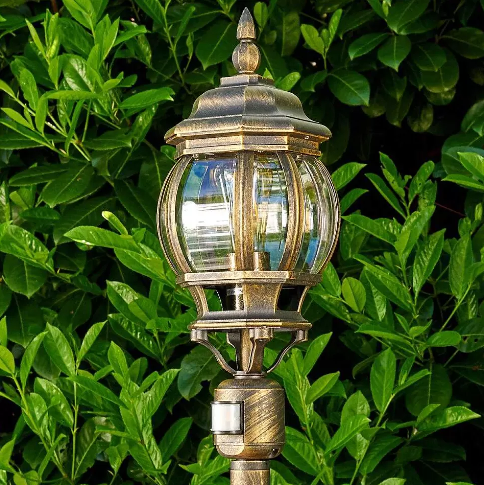 hofstein Lampes Extérieures Avec Detecteur>Lampadaire Exterieur Lentua Brun Dore, 1 Lumiere, Detecteur De Mouvement