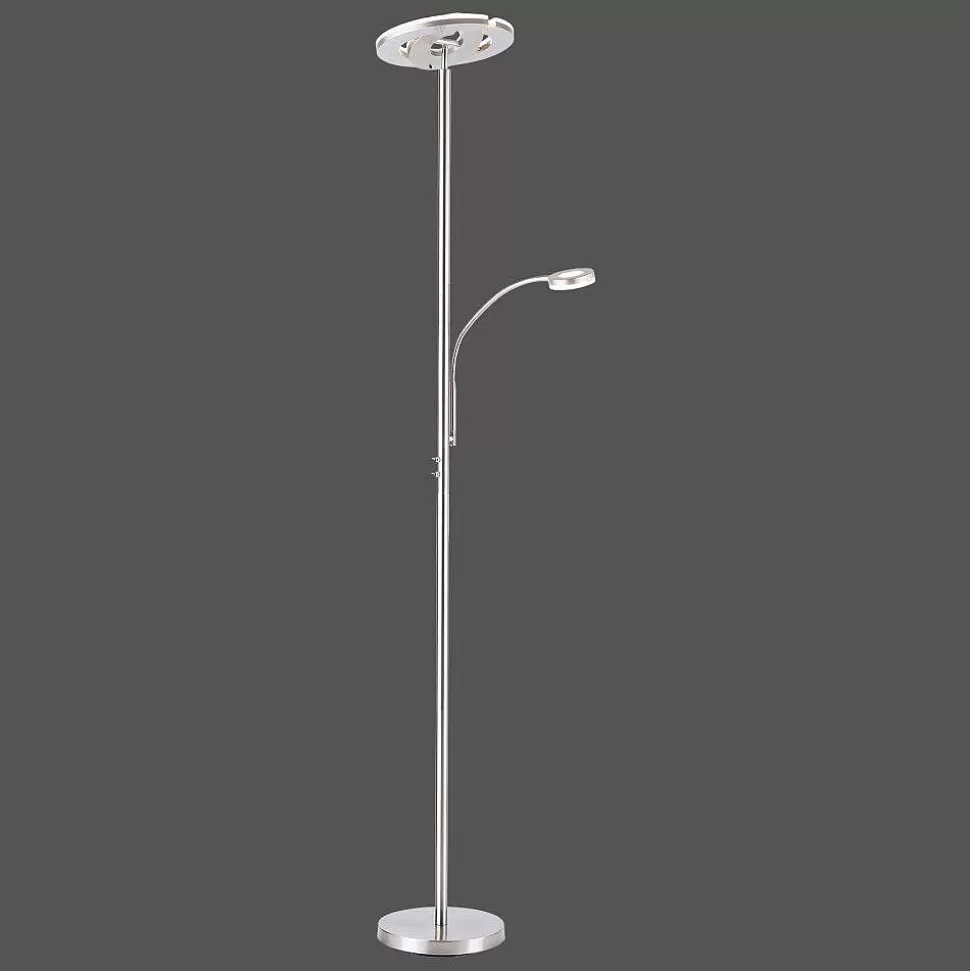 Luminaires Leuchten Direkt Luminaires Interieurs Connectes>Lampadaire Leuchten-Direkt Lolasmart-Rocco Led Acier Brosse, 1 Lumiere, Telecommandes