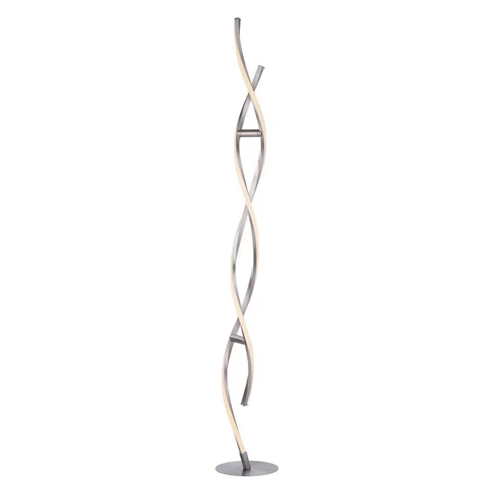 Luminaires Leuchten Direkt Luminaires Interieurs Connectes>Lampadaire Leuchten-Direkt Lolasmart-Swing Led Acier Brosse, 2 Lumieres, Telecommandes, Changeur De Couleurs