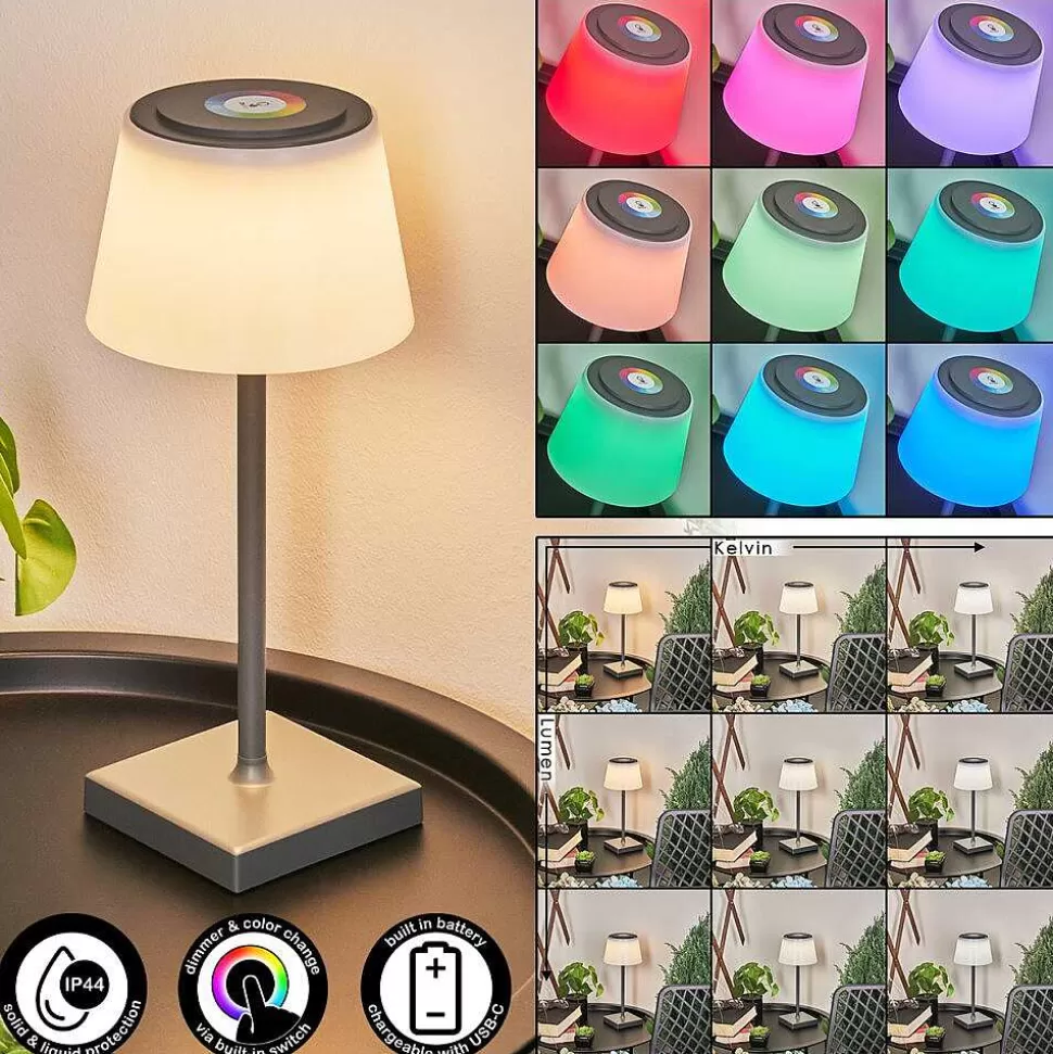 hofstein Lampes Rechargeables Et Lampes À Piles>Lampe A Poser Burzaco Led Anthracite, 1 Lumiere, Changeur De Couleurs