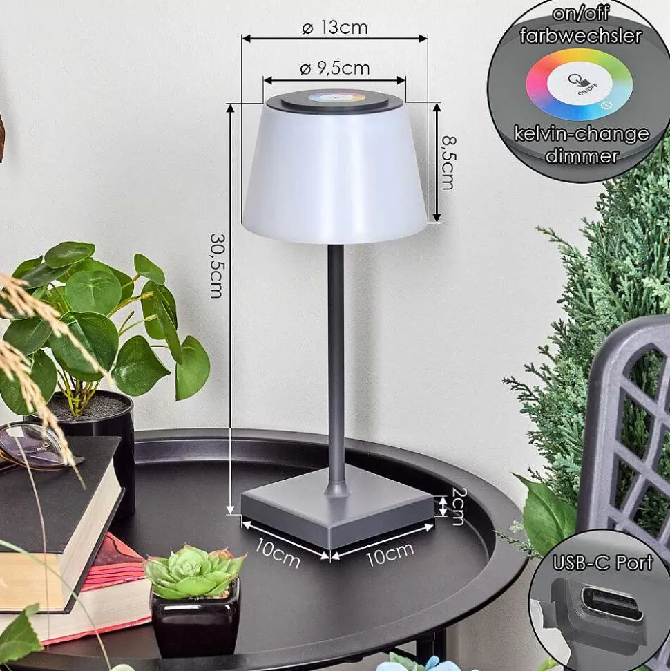 hofstein Lampes Rechargeables Et Lampes À Piles>Lampe A Poser Burzaco Led Anthracite, 1 Lumiere, Changeur De Couleurs