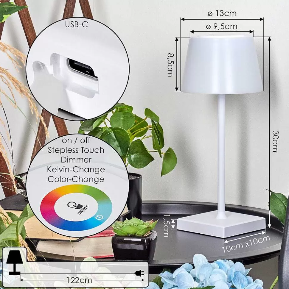 hofstein Lampes Rechargeables Et Lampes À Piles>Lampe A Poser Burzaco Led Blanc, 1 Lumiere, Changeur De Couleurs