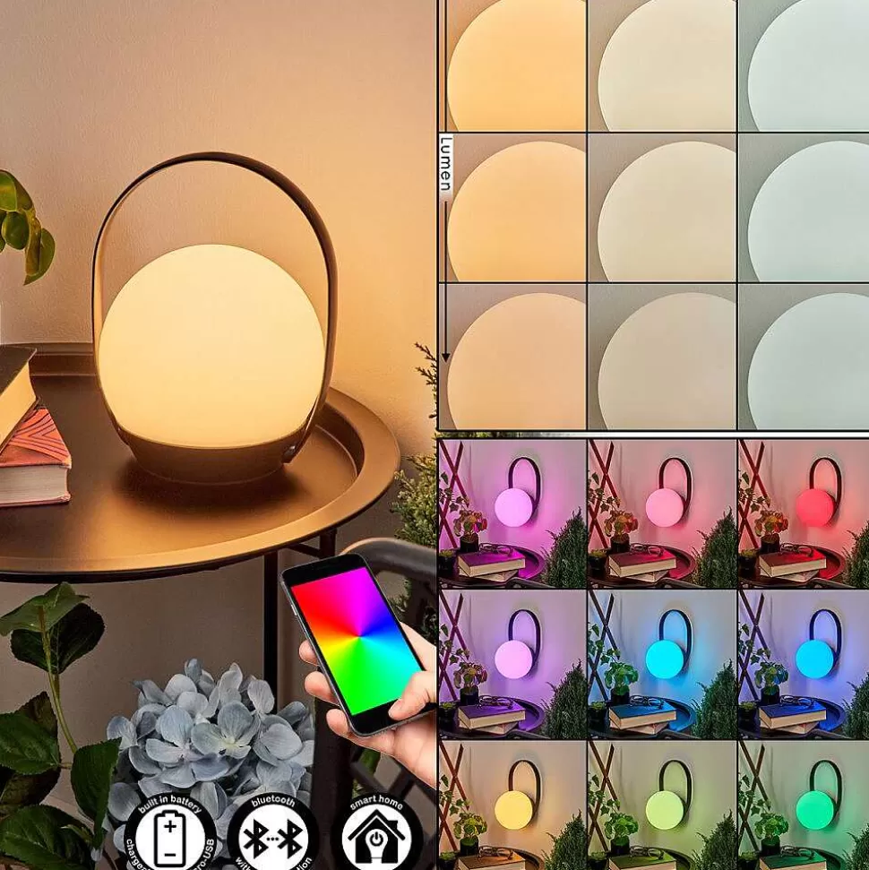 hofstein Lampes Rechargeables Et Lampes À Piles>Lampe A Poser Fair Led Noir, 1 Lumiere, Changeur De Couleurs