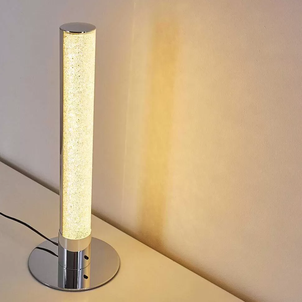 hofstein Lampes À Poser>Lampe A Poser Flaut Led Chrome, 1 Lumiere, Telecommandes, Changeur De Couleurs