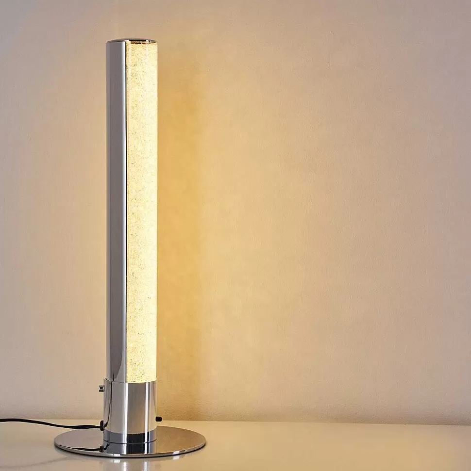 hofstein Lampes À Poser>Lampe A Poser Flaut Led Chrome, 1 Lumiere, Telecommandes, Changeur De Couleurs
