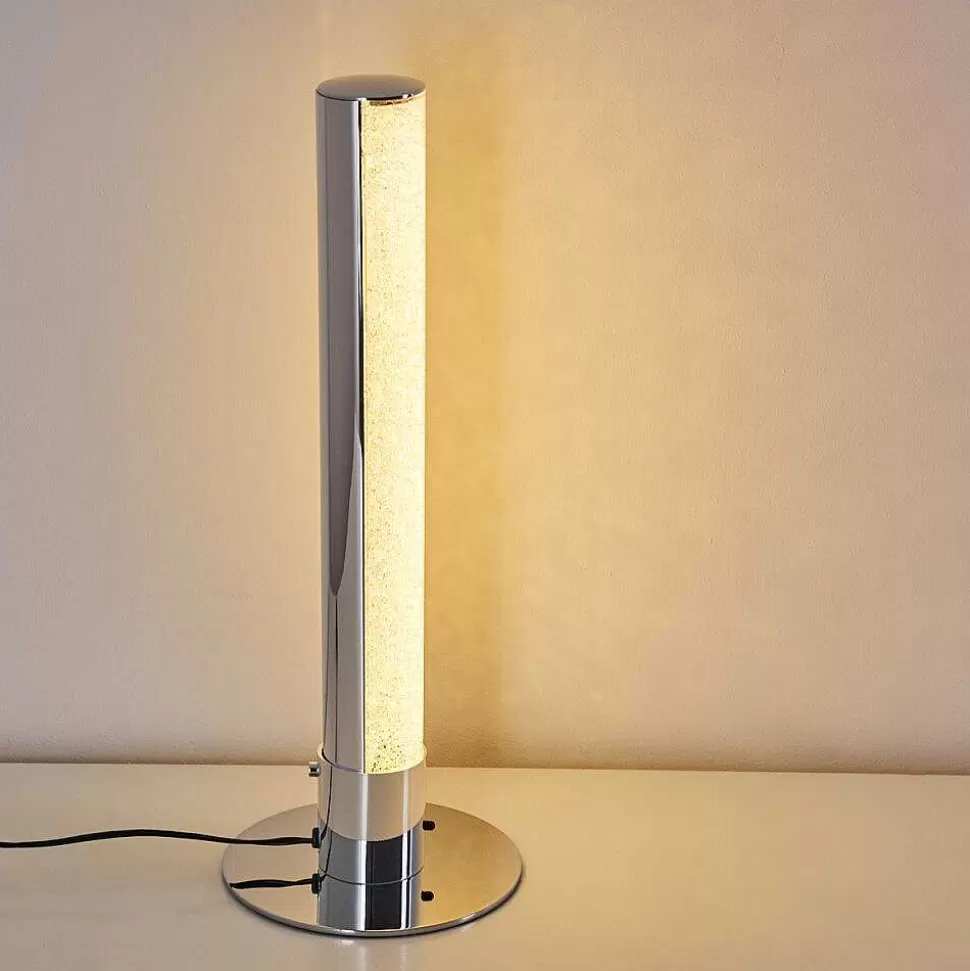 hofstein Lampes À Poser>Lampe A Poser Flaut Led Chrome, 1 Lumiere, Telecommandes, Changeur De Couleurs