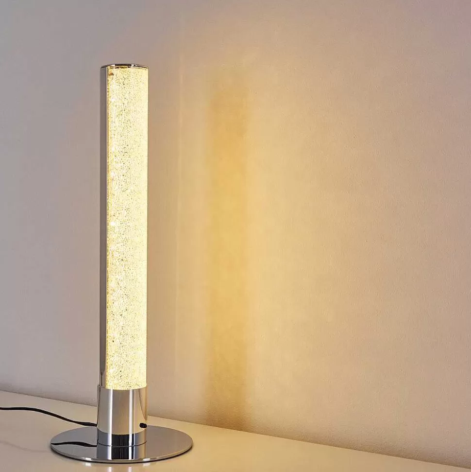 hofstein Lampes À Poser>Lampe A Poser Flaut Led Chrome, 1 Lumiere, Telecommandes, Changeur De Couleurs