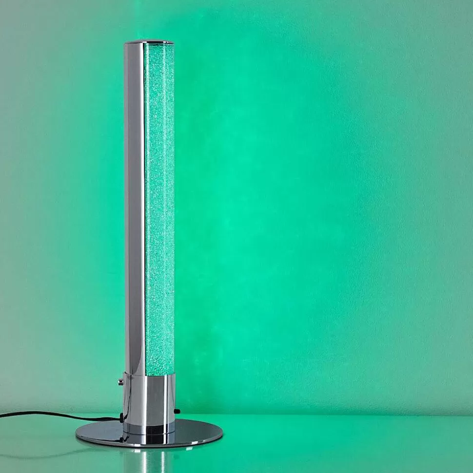 hofstein Lampes À Poser>Lampe A Poser Flaut Led Chrome, 1 Lumiere, Telecommandes, Changeur De Couleurs