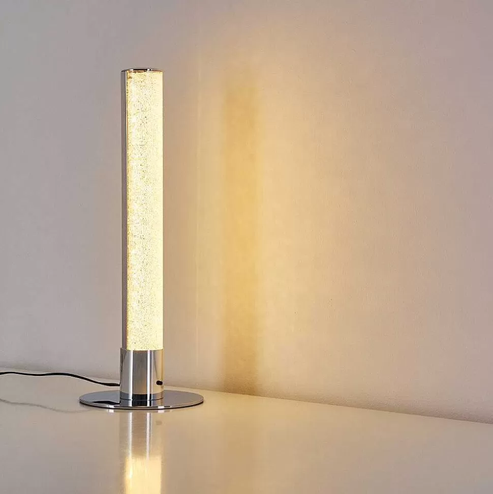 hofstein Lampes À Poser>Lampe A Poser Flaut Led Chrome, 1 Lumiere, Telecommandes, Changeur De Couleurs