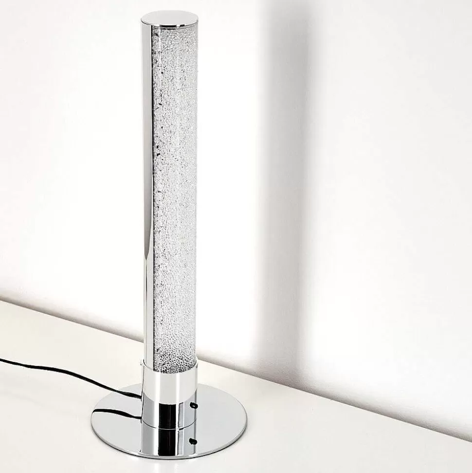 hofstein Lampes À Poser>Lampe A Poser Flaut Led Chrome, 1 Lumiere, Telecommandes, Changeur De Couleurs