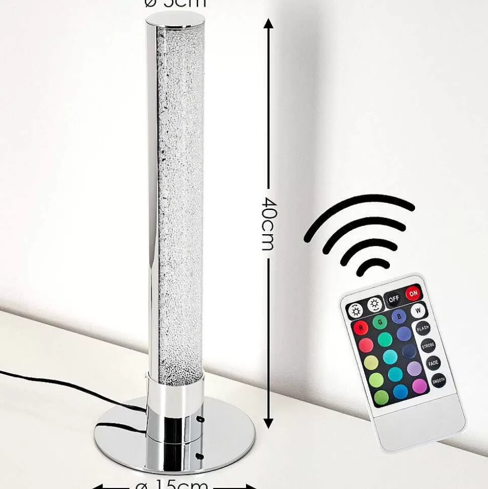 hofstein Lampes À Poser>Lampe A Poser Flaut Led Chrome, 1 Lumiere, Telecommandes, Changeur De Couleurs