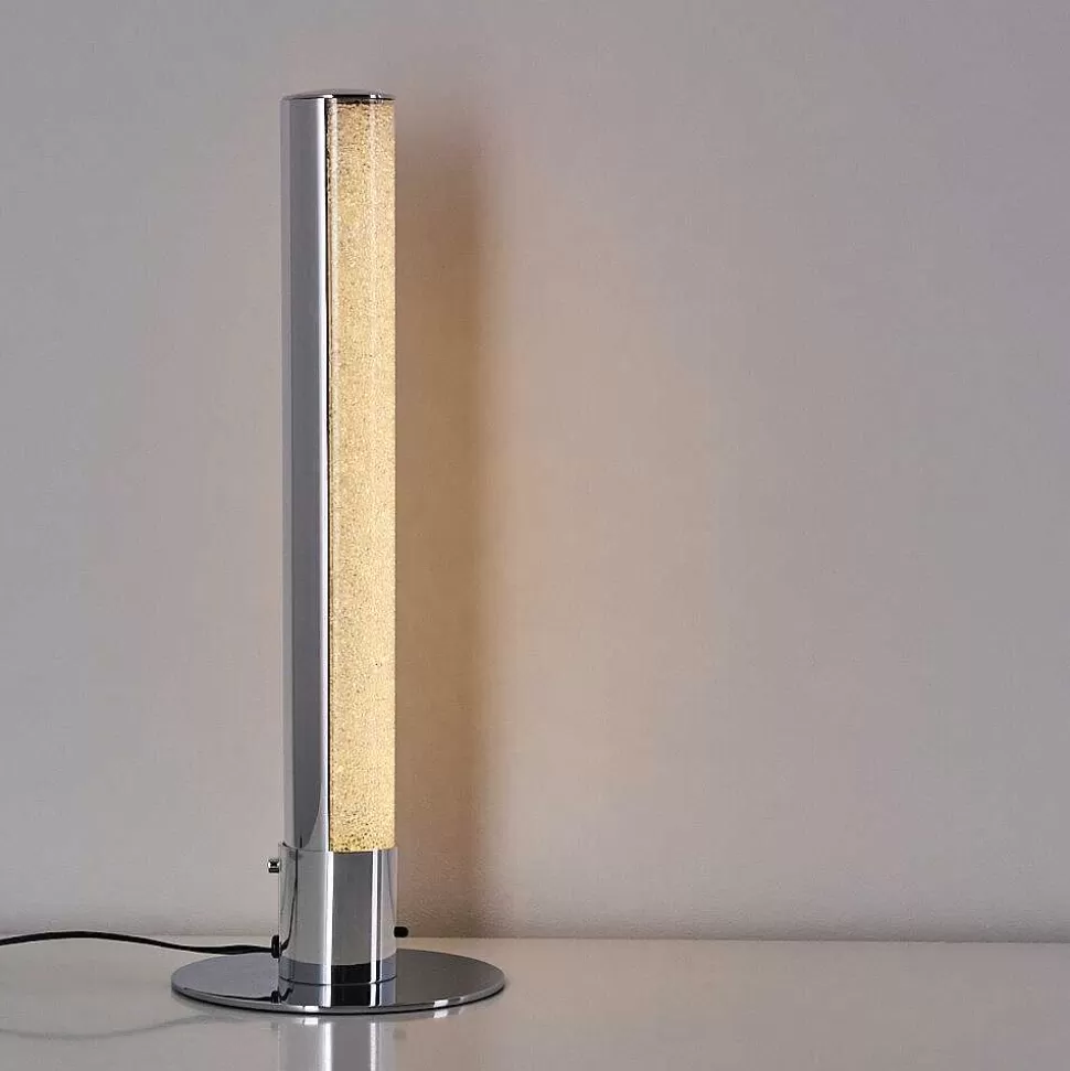 hofstein Lampes À Poser>Lampe A Poser Flaut Led Chrome, 1 Lumiere, Telecommandes, Changeur De Couleurs