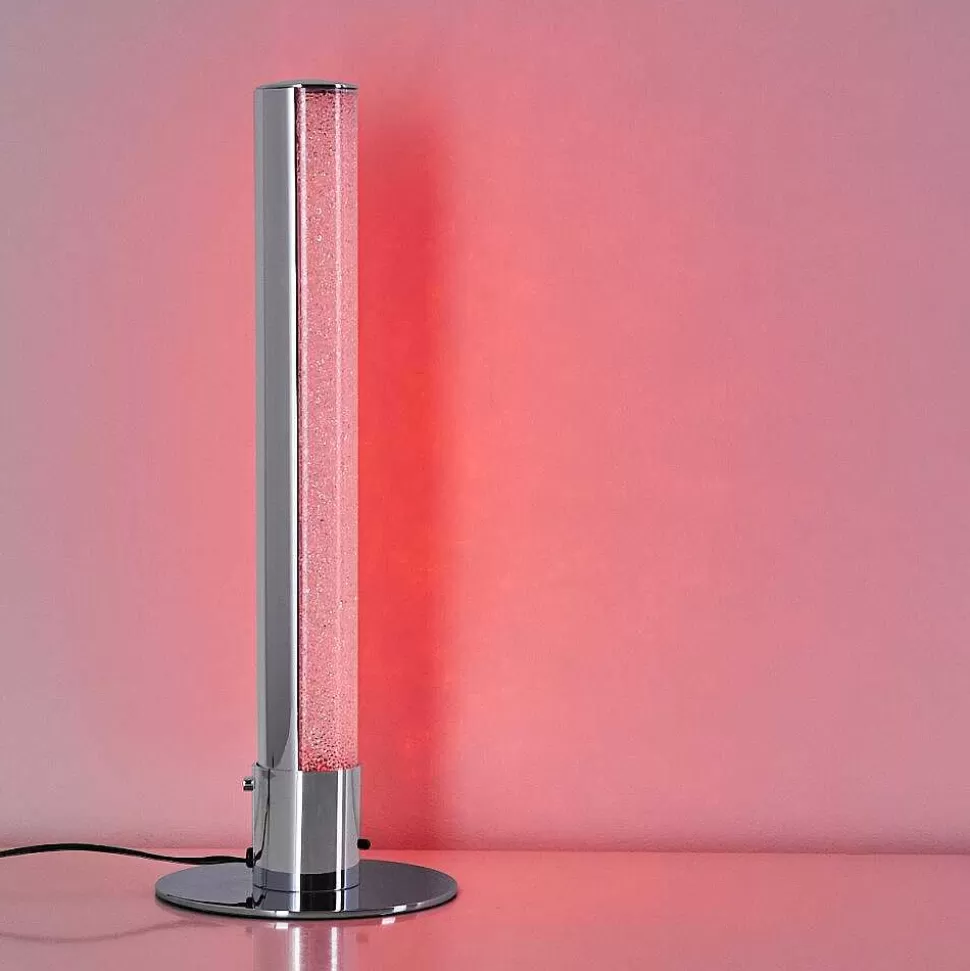 hofstein Lampes À Poser>Lampe A Poser Flaut Led Chrome, 1 Lumiere, Telecommandes, Changeur De Couleurs