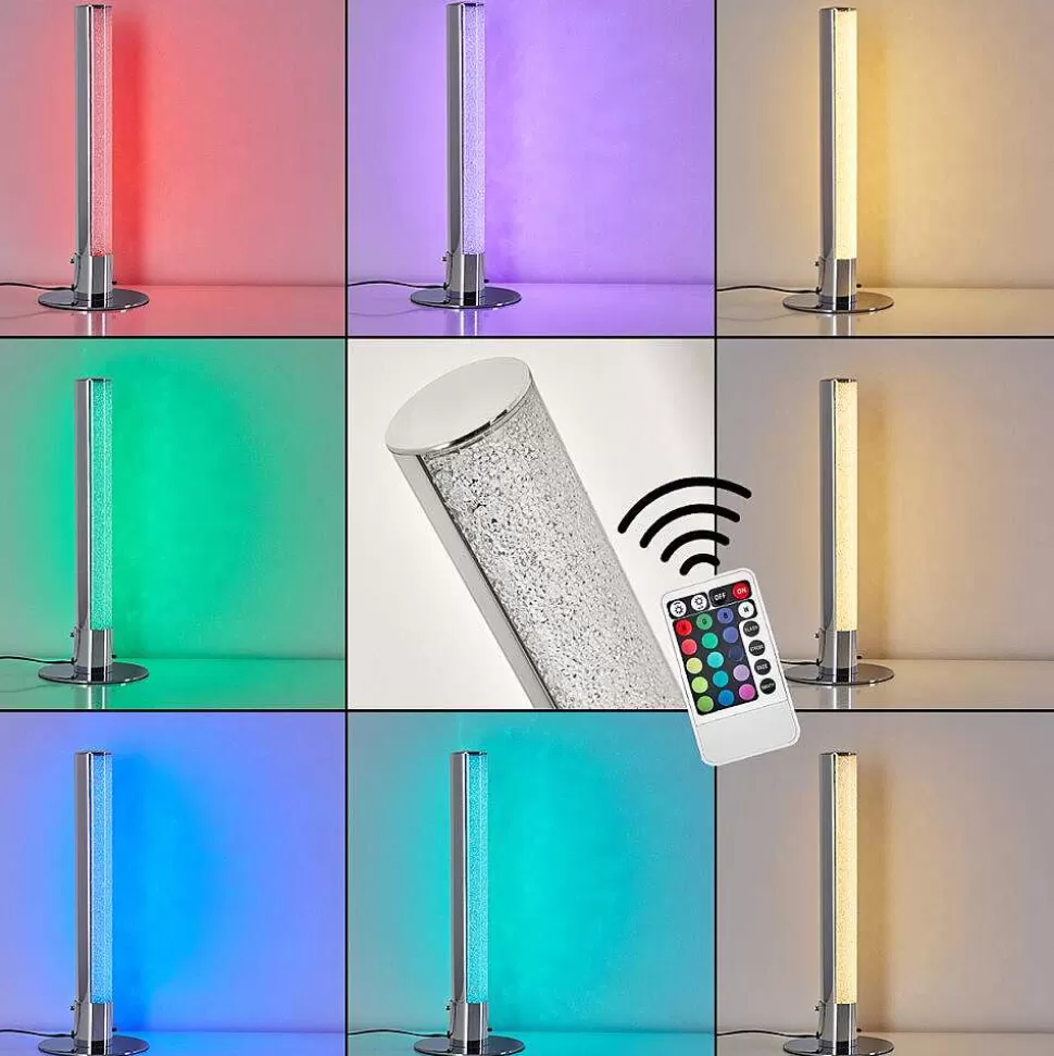 hofstein Lampes À Poser>Lampe A Poser Flaut Led Chrome, 1 Lumiere, Telecommandes, Changeur De Couleurs