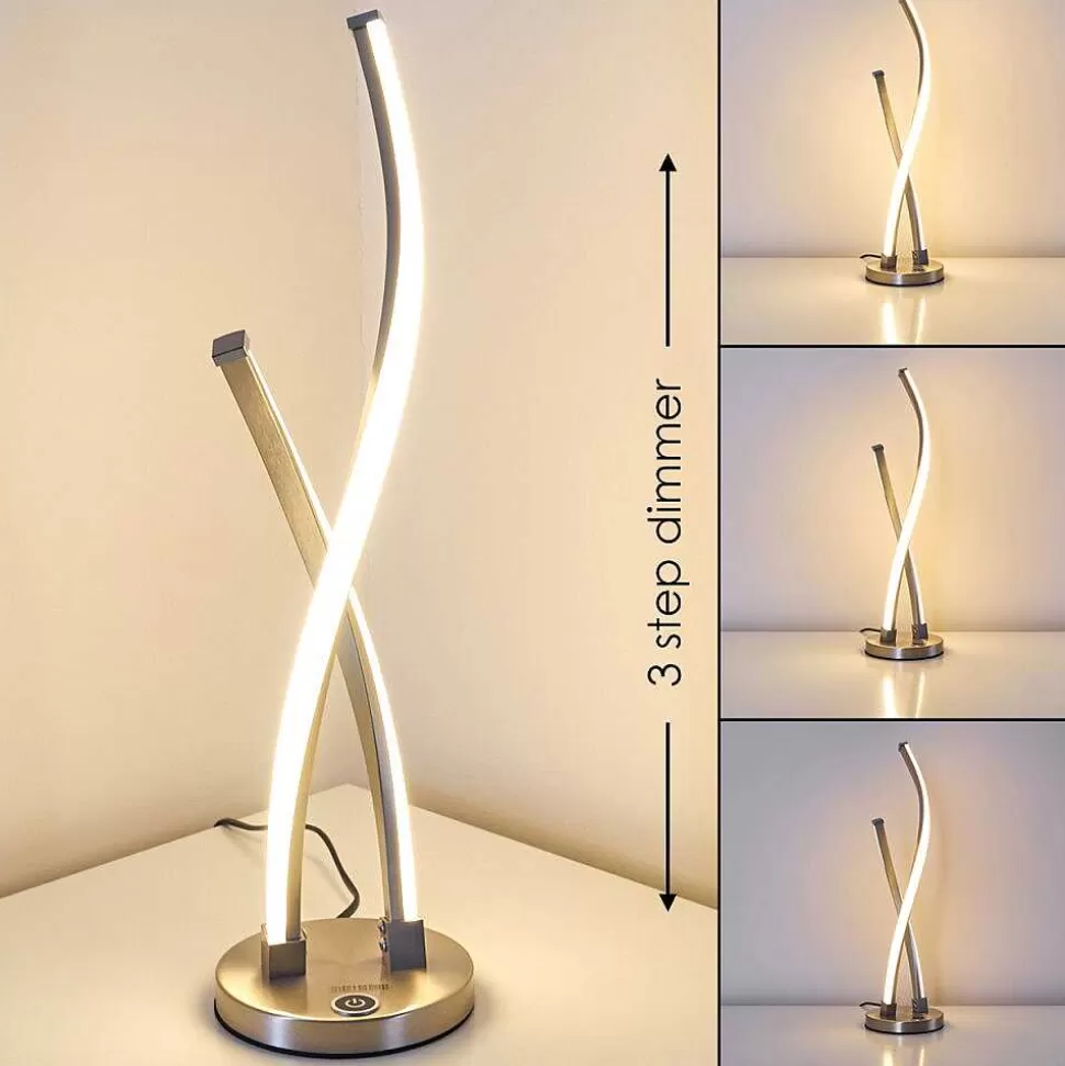 hofstein Lampes À Poser>Lampe A Poser Tervo Led Nickel Mat, 2 Lumieres