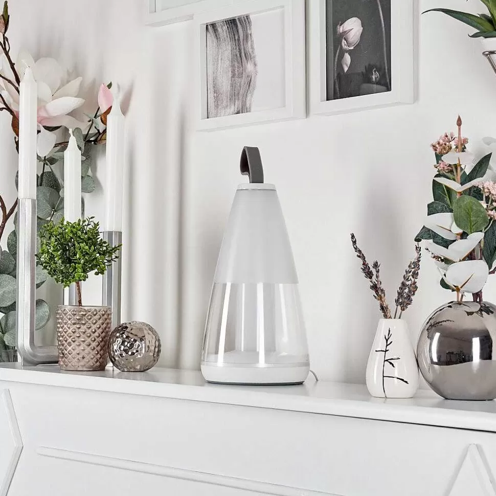 hofstein Lampes Rechargeables Et Lampes À Piles>Lampe A Poser Yari Led Gris, Transparent, Blanc, 1 Lumiere, Telecommandes, Changeur De Couleurs
