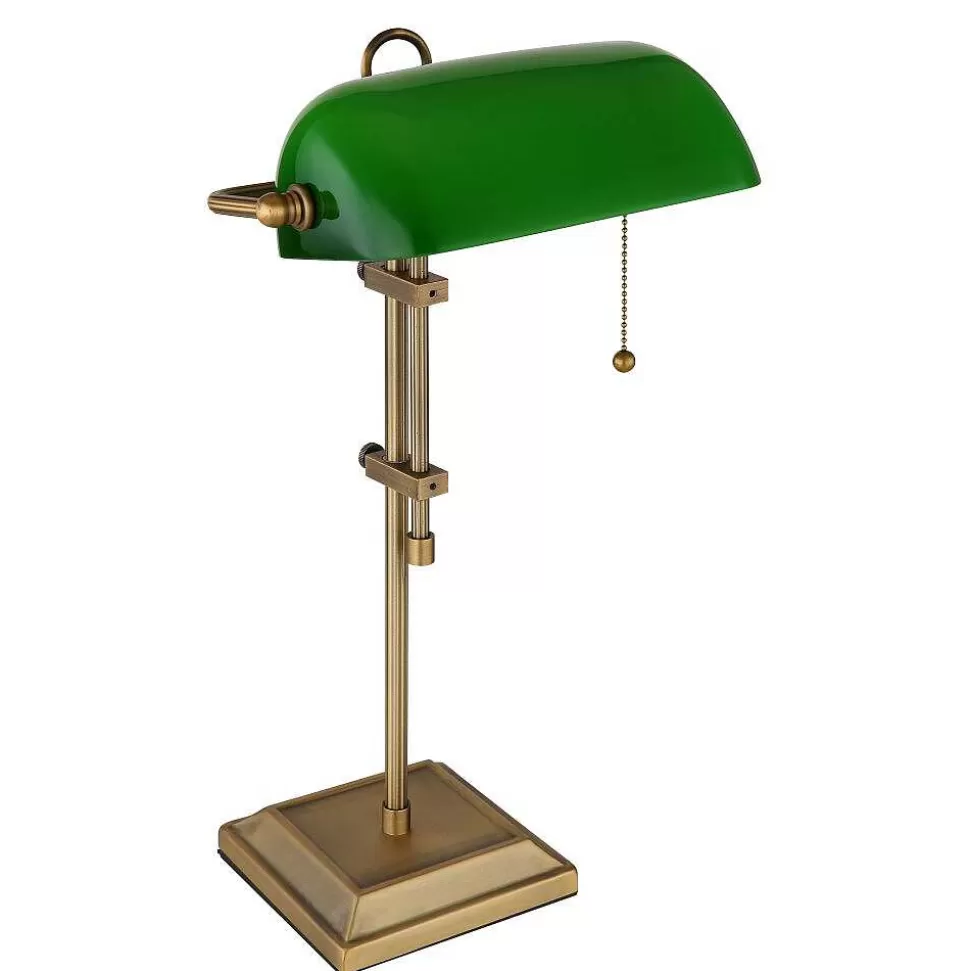 Luminaires Globo Lighting Luminaires Antiques>Lampe De Banquier Globo Antique Vieux Laiton, 1 Lumiere