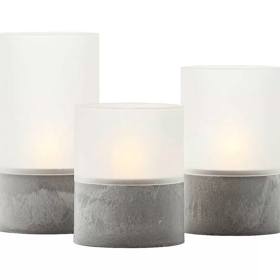 Luminaires Brilliant Lampes Rechargeables Et Lampes À Piles>Lampe De Table Exterieure Set De 3 Brilliant Bougie Led Gris, 1 Lumiere