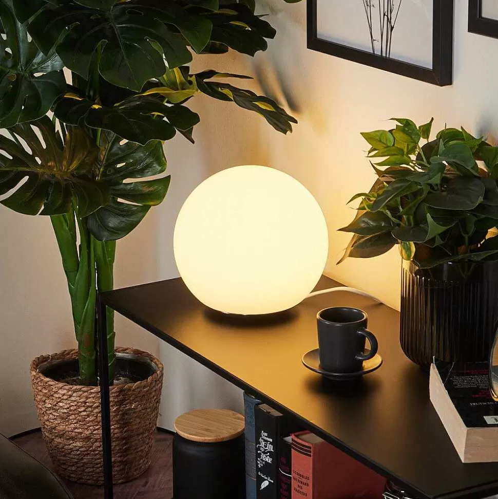 Idual Luminaires Extérieurs Connectes>Lampe De Table Dahlia Led Nickel Mat, 1 Lumiere, Telecommandes, Changeur De Couleurs