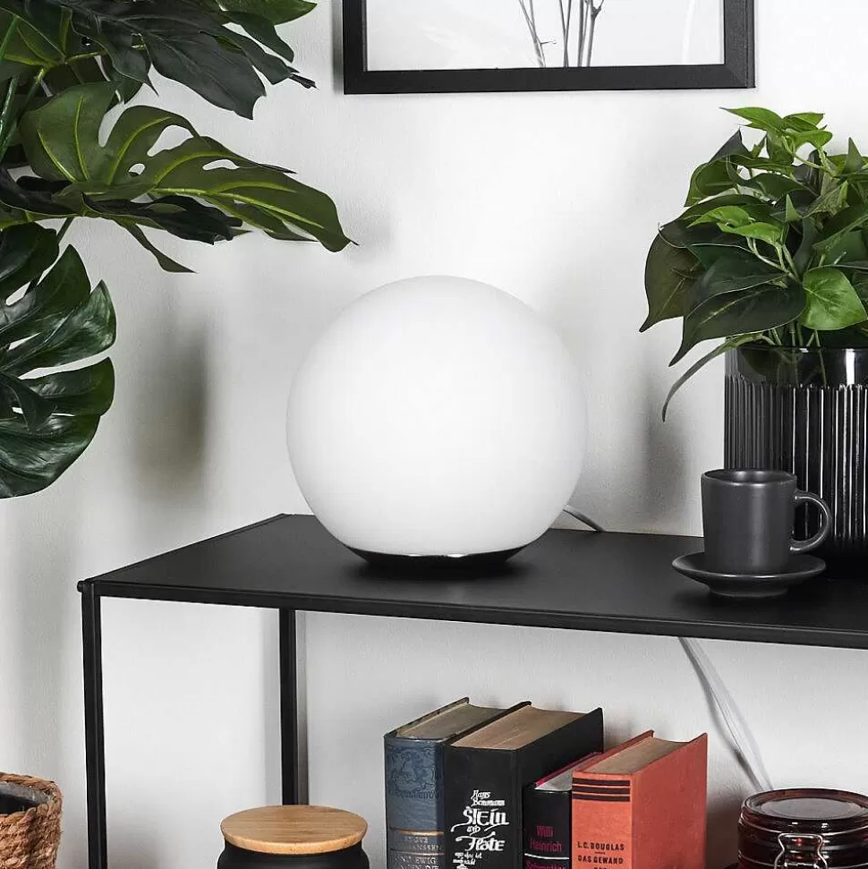 Idual Luminaires Extérieurs Connectes>Lampe De Table Dahlia Led Nickel Mat, 1 Lumiere, Telecommandes, Changeur De Couleurs