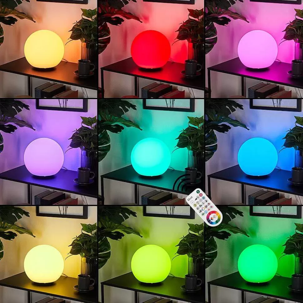Idual Luminaires Extérieurs Connectes>Lampe De Table Dahlia Led Nickel Mat, 1 Lumiere, Telecommandes, Changeur De Couleurs
