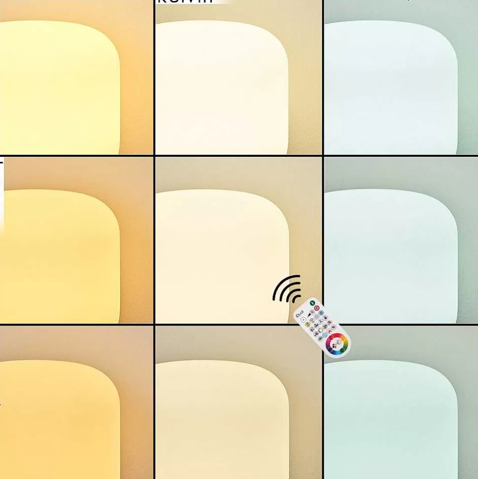 hofstein Lampes À Poser>Lampe De Table Loural Led Nickel Mat, 1 Lumiere, Telecommandes, Changeur De Couleurs