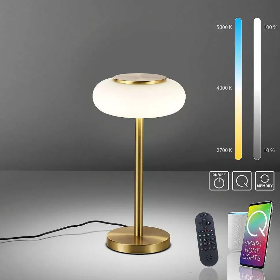 Paul Neuhaus Q-Serie Philips Hue>Lampe De Table Paul Neuhaus Q-Etienne Led Laiton, 1 Lumiere, Telecommandes