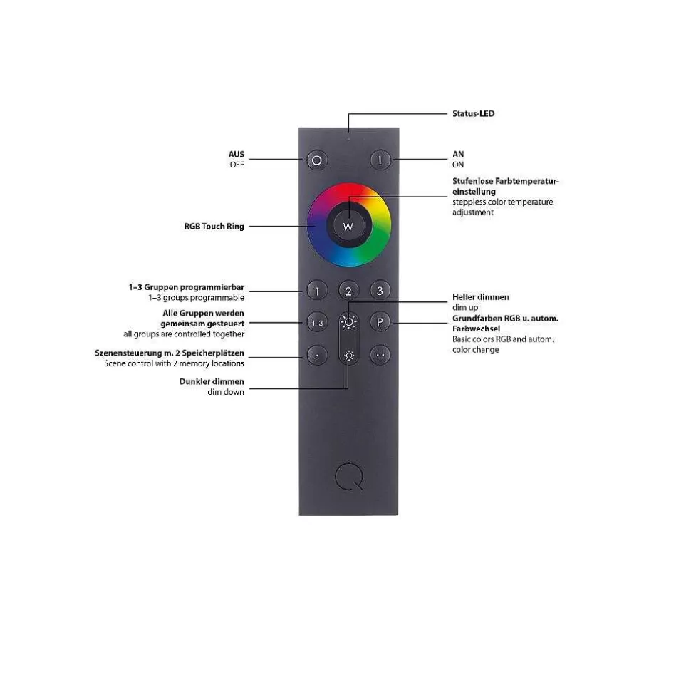 Paul Neuhaus Q-Serie Paul Neuhaus Q>Lampe De Table Paul Neuhaus Q-Hannes Led Argente, 1 Lumiere, Telecommandes