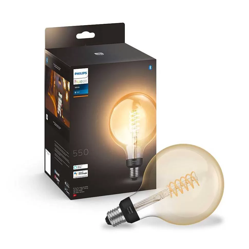 Luminaires Philips Ampoules Led>Led White Filament Globe E27 7 Watt 2100 Kelvin 600 Lumen Philips Hue