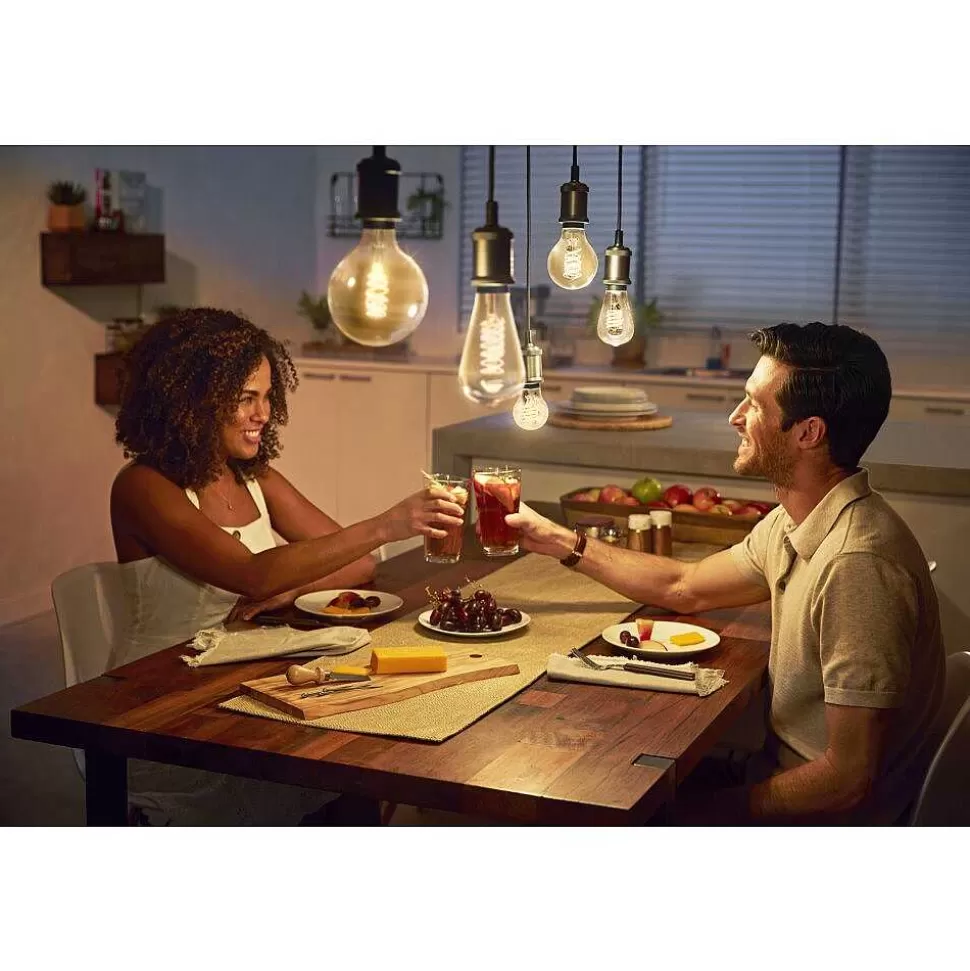Luminaires Philips Ampoules Led>Led White Filament Globe E27 7 Watt 2100 Kelvin 600 Lumen Philips Hue