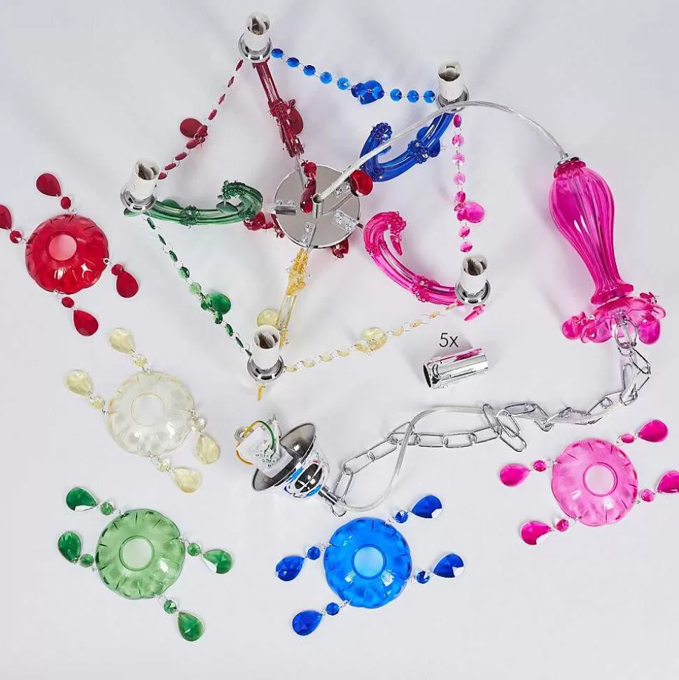 hofstein Lustres>Lustre Malmback Multicolore, Chrome, 5 Lumieres