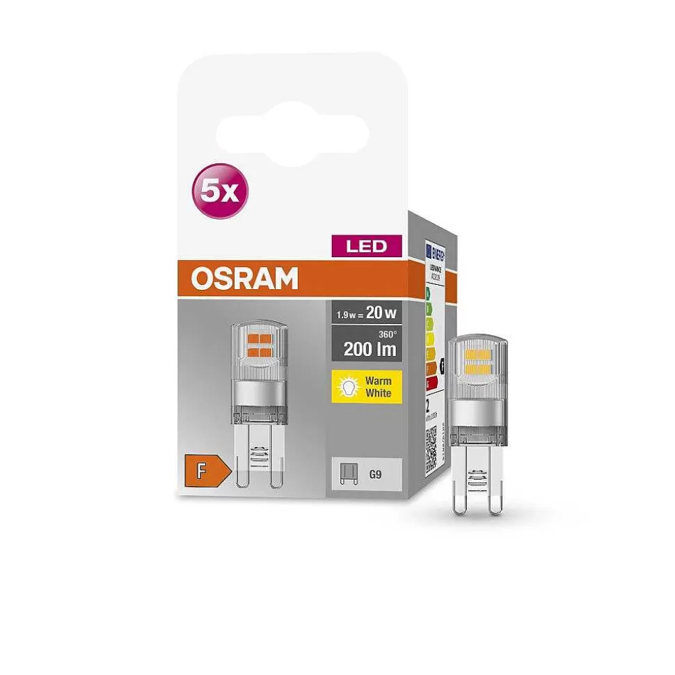 Luminaires Osram Ampoules G9>Osram Led Base Pin Lot De 5 Led G9 1,9 Watt 2700 Kelvin 200 Lumen