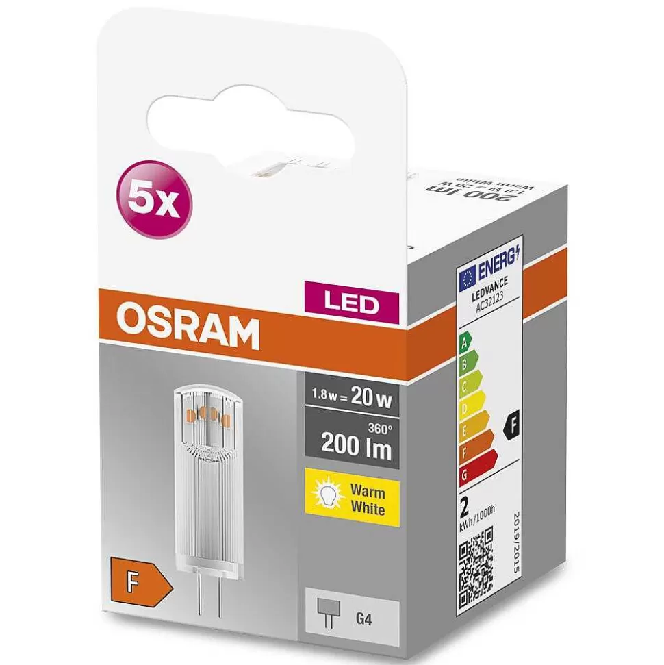 Luminaires Osram Autres Culots>Osram Led Base Pin Lot De 5 Led G4 1,8 Watt 2700 Kelvin 200 Lumen