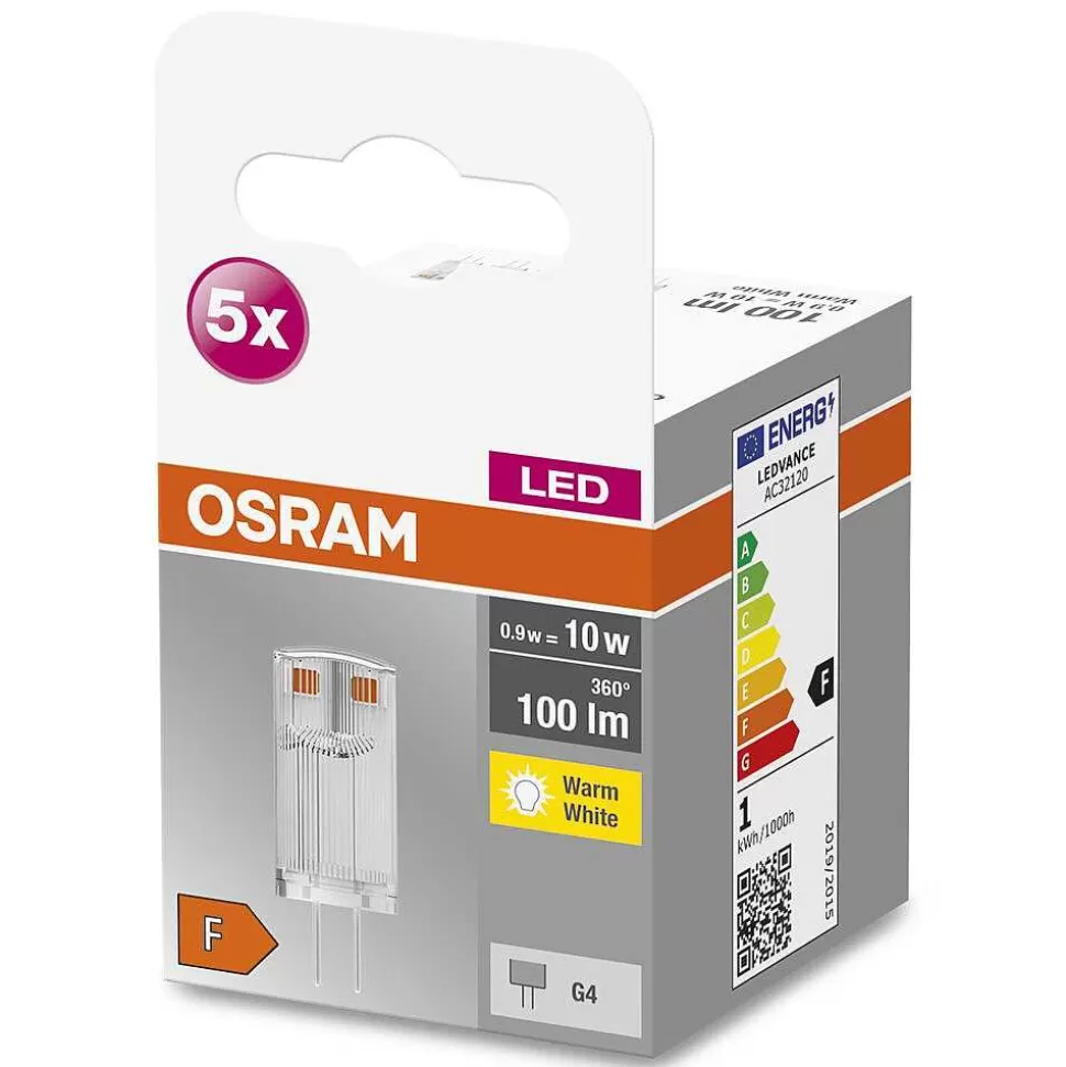 Luminaires Osram Autres Culots>Osram Led Base Pin Lot De 5 Led G4 0,9 Watt 2700 Kelvin 100 Lumen