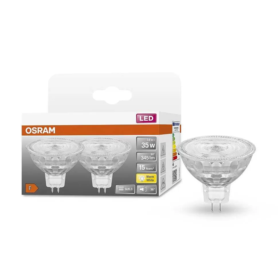 Luminaires Osram Ampoules Gu5.3>Osram Led Star Lot De 2 Led Gu5.3 3,8 Watt 2700 Kelvin 345 Lumen