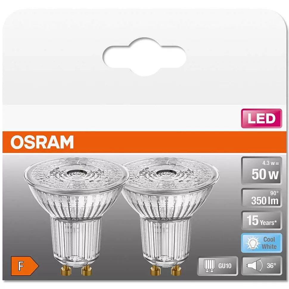 Luminaires Osram Ampoules Gu10>Osram Led Star Par16 Set De 2 Ampoules Gu10 4,3 Watt 4000 Kelvin 350 Lumen