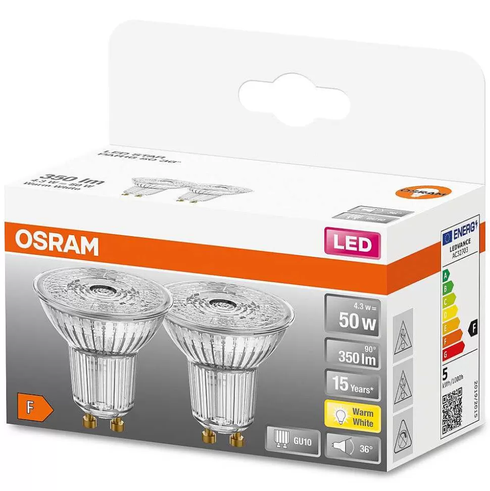 Luminaires Osram Ampoules Gu10>Osram Led Star Set De 2 Ampoules Gu10 4,3 Watt 2700 Kelvin 350 Lumen