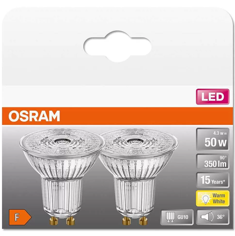Luminaires Osram Ampoules Gu10>Osram Led Star Set De 2 Ampoules Gu10 4,3 Watt 2700 Kelvin 350 Lumen