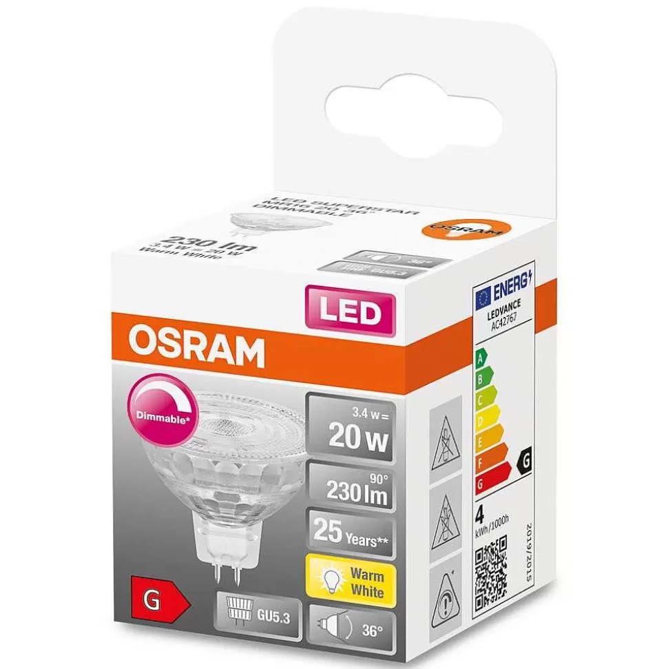 Luminaires Osram Ampoules Gu5.3>Osram Led Superstar Gu5.3 3,4 Watt 2700 Kelvin 230 Lumen