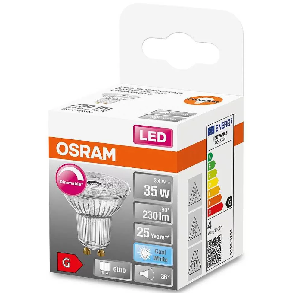 Luminaires Osram Ampoules Gu10>Osram Led Superstar Led Gu10 3,4 Watt 4000 Kelvin 230 Lumen