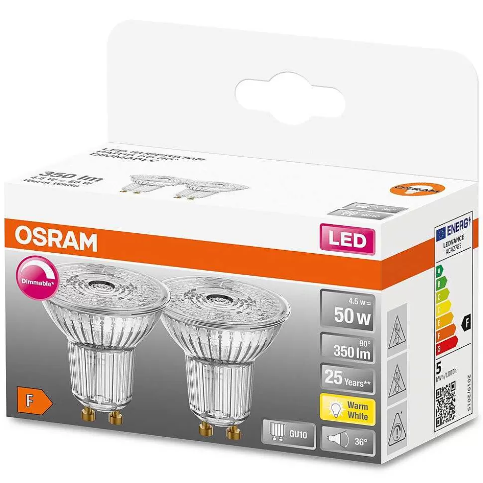 Luminaires Osram Lampes À Intensite Variable>Osram Led Superstar Lot De 2 Led Gu10 4,5 Watt 2700 Kelvin 350 Lumen