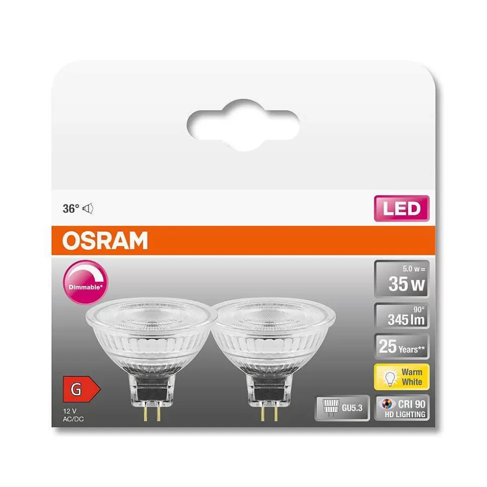 Luminaires Osram Ampoules Gu5.3>Osram Lot De 2Led Superstar Gu5.3 5 Watt 2700 Kelvin 345 Lumen