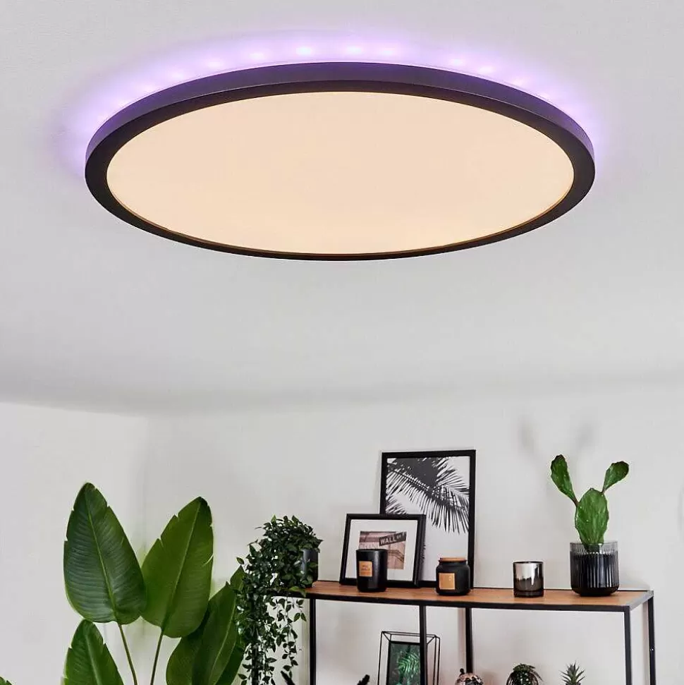 hofstein Plafonniers Extérieurs>Plafonnier Boyero Led Noir, 2 Lumieres, Telecommandes, Changeur De Couleurs