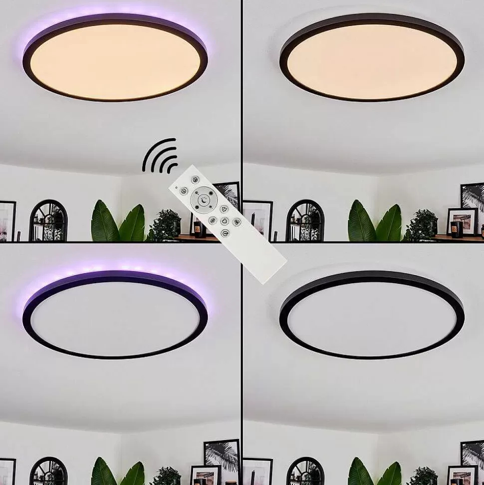 hofstein Plafonniers Extérieurs>Plafonnier Boyero Led Noir, 2 Lumieres, Telecommandes, Changeur De Couleurs