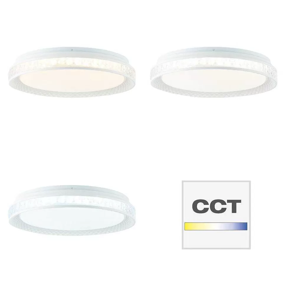 Luminaires Brilliant Tuya>Plafonnier Brilliant Burlie Led Blanc, 1 Lumiere, Telecommandes, Changeur De Couleurs