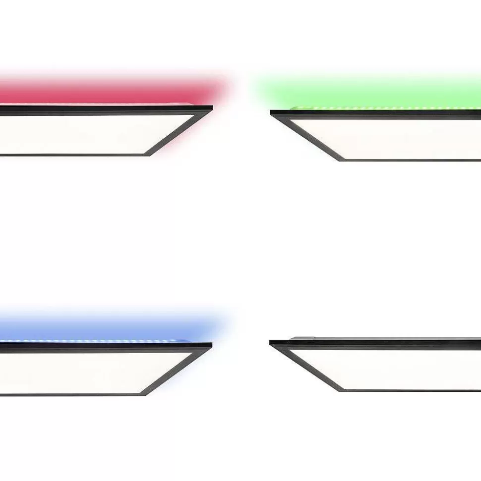Luminaires Brilliant Wiz>Plafonnier Brilliant Everett Led Noir, 1 Lumiere, Telecommandes, Changeur De Couleurs