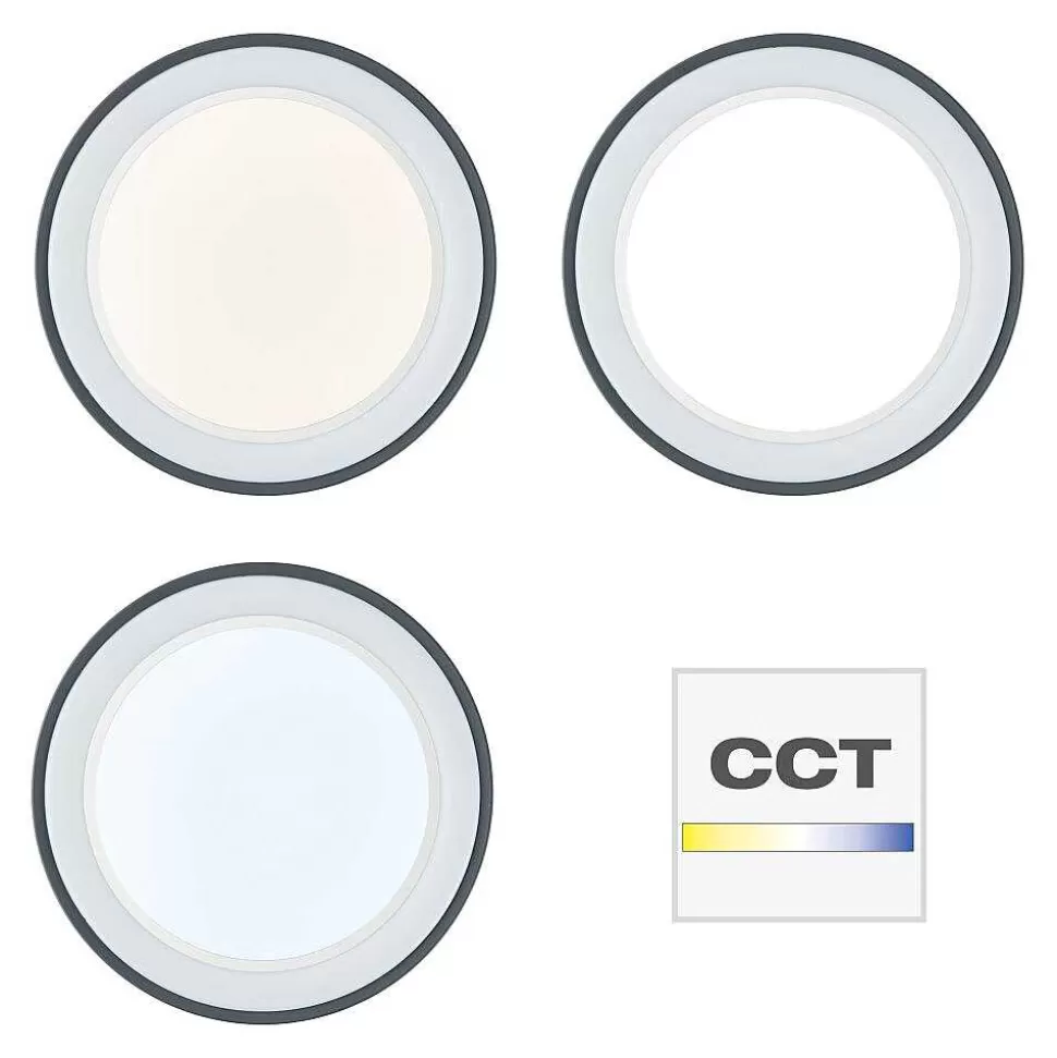 Luminaires Brilliant Tuya>Plafonnier Brilliant-Leuchten Tessy Led Noir, 1 Lumiere, Telecommandes, Changeur De Couleurs