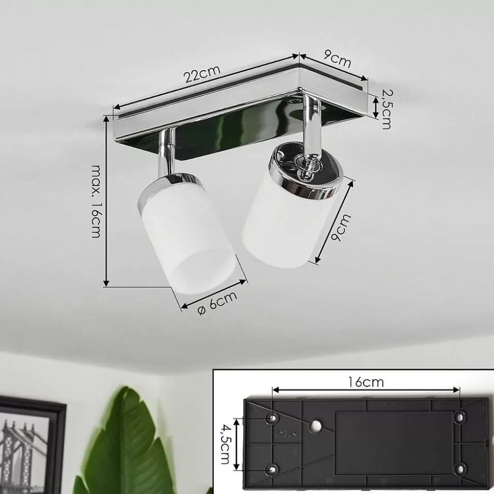 hofstein Luminaires Interieurs Connectes>Plafonnier Cerejeiras Led Chrome, 2 Lumieres, Telecommandes, Changeur De Couleurs