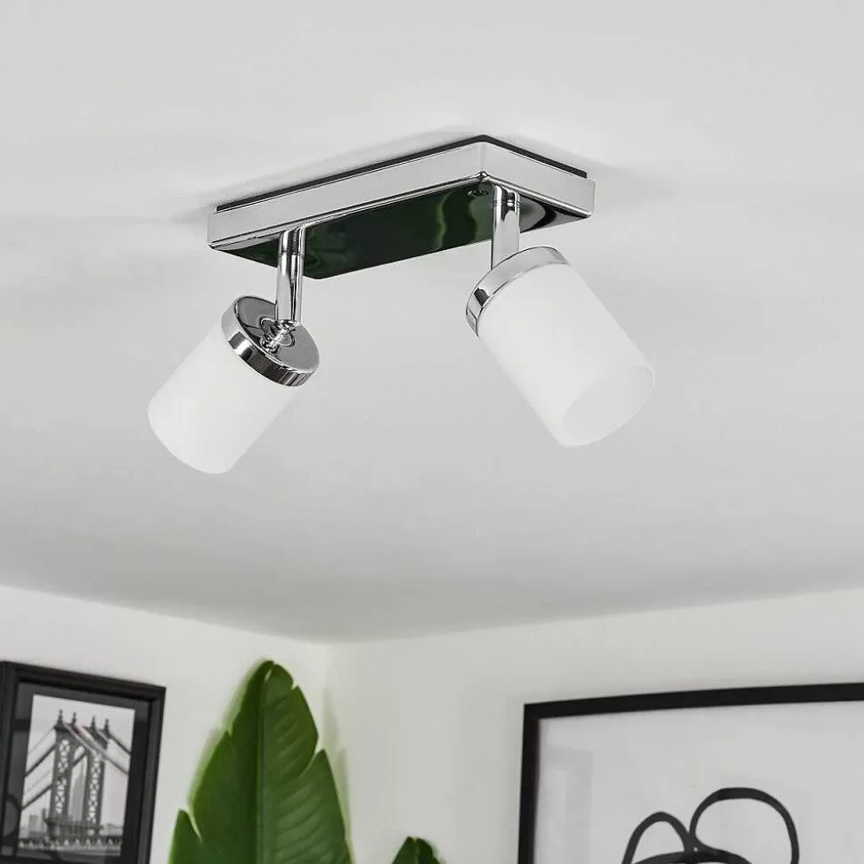 hofstein Luminaires Interieurs Connectes>Plafonnier Cerejeiras Led Chrome, 2 Lumieres, Telecommandes, Changeur De Couleurs